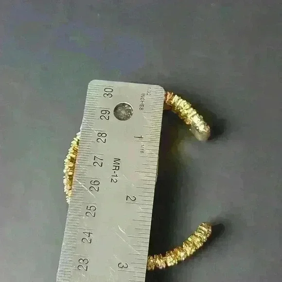 Gold-toned rhinestones cuff bracelet in like new condition - Picture 11 of 12